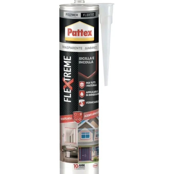 Adesivo e sigillante pattex flextreme 280 ml, incolla e sigilla tutti i materiali, trasparente