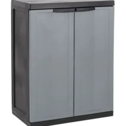 Baltix Armadio in resina, basso, 65x37xh.85 cm, colore grigio/nero