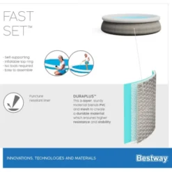 Bestway Piscina fuori terra autoportante fast set 457xh.84cm, pompa filtro a cartuccia