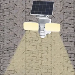 Bion Applique led ad energia solare, 2 fari orientabili, 10w 1000lm 4000k ip54, pannello monocristallino 6v 3w, colore bianco