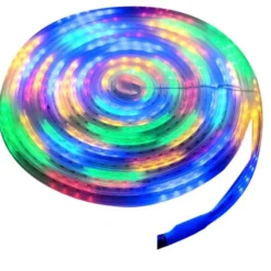 Bion Striscia led ad energia solare 5 mt, rgb+whte, 6500k, con telecomando, 240lm, pannello solare monocristallino, batteria litio, ip65, ricaricabile usb