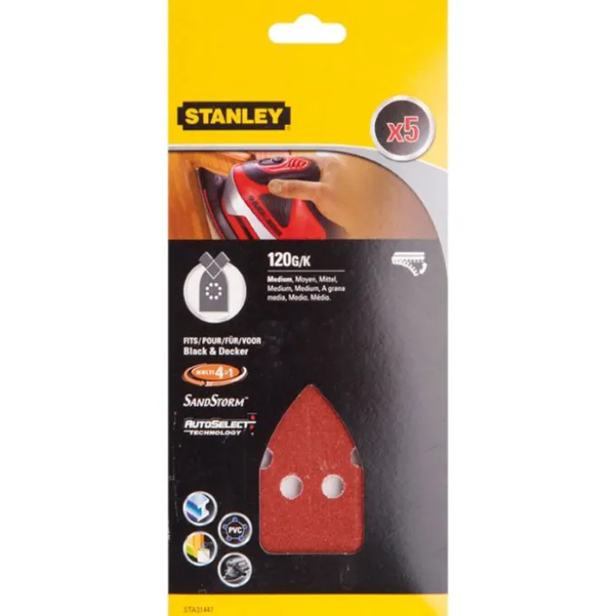 Black+decker Fogli abrasivi per multilevigatrice, velcro a punta, grana 120, 5 pezzi