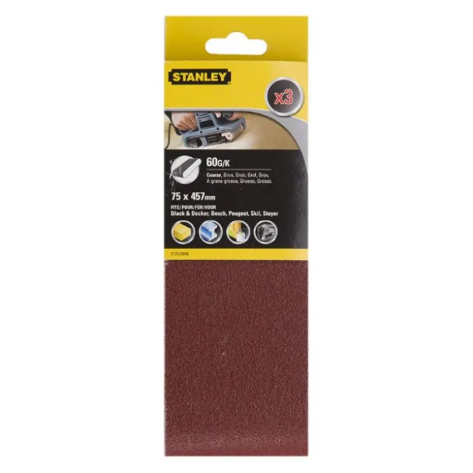 Black+decker Nastri abrasivi 75x457 mm, grana 60, 3 pezzi