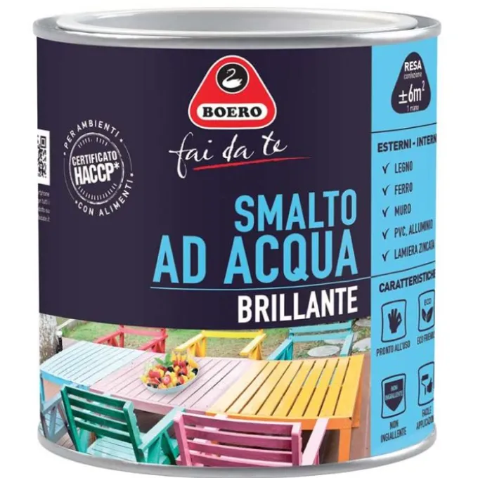 Boero Smalto brillante boero fai da te base ad acqua per interni/esterni verde capri lt.0,5