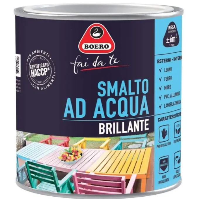 Boero Smalto brillante boero fai da te base ad acqua per interni/esterni verde capri lt.0,5