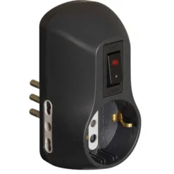 Bticino Adattatore safe 1 presa standard tedesca e 2 prese 10a con interruttore di sicurezza - nero
