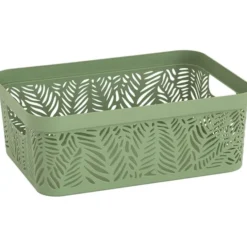 Contenitore jungle, 11 lt, 35,5x26xh.13,5 cm, utile per armadi, scaffali o armadietti, colore salvia o tortora