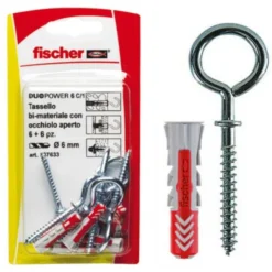 Fischer Tassello duopower 6 c/3 k con occhiolo chiuso, confezione 6 pezzi