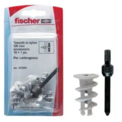 Fischer Tassello in nylon per cartongesso gk k con accessorio di montaggio, confezione 10 pz