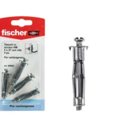 Fischer Tassello metallico hm 5x37 s k per lastre e pannelli con vite a filettatura metrica, confezione 4 pezzi