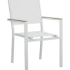 Gardenia Sedia in acciaio e textilene, colore nero e braccioli top in legno