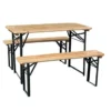 Gardenia Set birreria, 2 panche e tavolo in legno naturale, 120x60 cm
