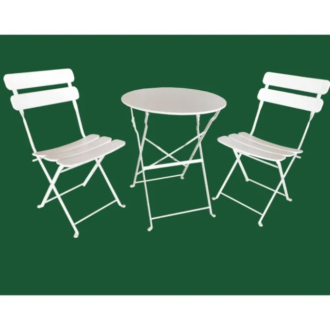 Gardenia Set Bistro' Denver in metallo - tavolo + 2 sedie - colore bianco