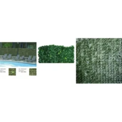 Gardenia Siepe sintetica, foglie di lauro, 3x1,5 mt, verde
