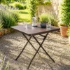 Gardenia Tavolo in resina, pieghevole, 78x78xh.74 cm, effetto legno, colore marrone