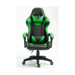 Gloxy Sedia gaming girevole, ergonomica, altezza regolabile, con poggiatesta e supporto lombare, colore nera e verde