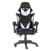 Gloxy Sedia gaming girevole, ergonomica, altezza regolabile, con poggiatesta e supporto lombare, colore nera e bianca