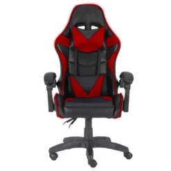Gloxy Sedia gaming girevole, ergonomica, altezza regolabile, con poggiatesta e supporto lombare, colore nera e rossa