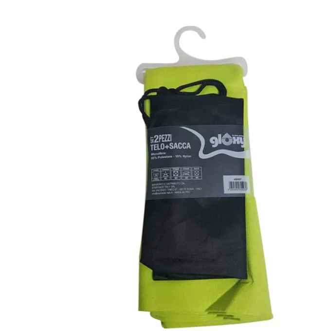Gloxy Telo in microfibra 90x170 cm, colore verde, con sacca pieghevole nera