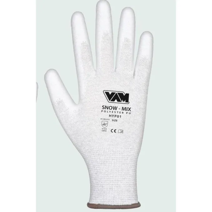 Guanti snow-mix palmo in poliestere bianco tg.L