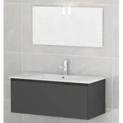 Idrak Mobile bagno modello mete 100 con specchiera completa di luce, grigio scuro