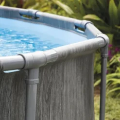 Intex Piscina fuori terra frame prisma greywood, Ø 457x122 cm, effetto legno grigio