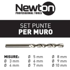 Mayota Set punte per cemento, 3-10 mm, 8 pezzi