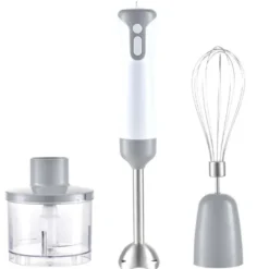Melchioni Frullatore a immersione con piede in acciaio, tritatutto, sbattitore e bicchiere 400w