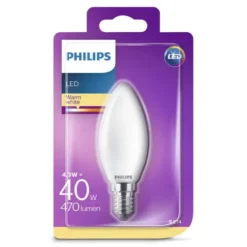 Philips lighting Led candela vetro 40w e14 2700k non dim