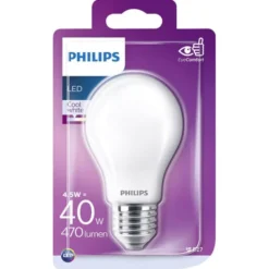 Philips lighting Led goccia in vetro 40w e27 4000k non dim