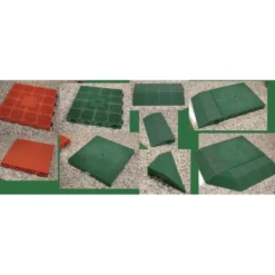 Piastrella modulare, areata e forata, in propilene, adatto per esterni e carrabile, cm 40x40xh.4,5, colore verde