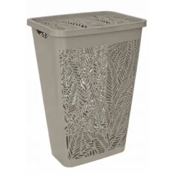 Portabiancheria jungle 55 lt, in plastica, 41,5x34xh.59 cm, colore tortora