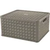 Scatola grande traforata arianna con coperchio da 13 litri, 29 x 33,2 x h 16,5 cm, talpa