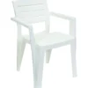 Sedia marea con braccioli, finitura effetto legno, 58,5x61,5xh.79 cm, colore bianco