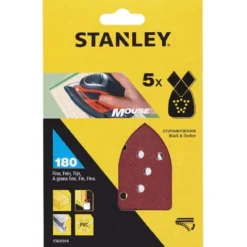 Stanley Fogli abrasivi, con velcro, grana 180, 5 pezzi