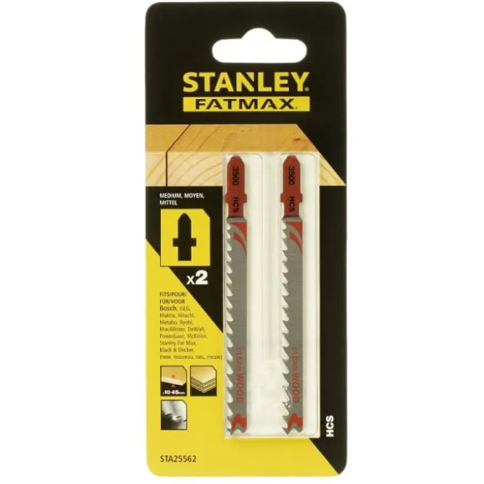Stanley Lame 100x4-5.2 mm, per seghetto alternativo, per legno, 2 pezzi