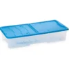 Toomax Contenitore master box in plastica da 35 lt, coperchio con apertura ali di gabbiano, ruote, cm 77x39xh.15,15, coperchio colore blu