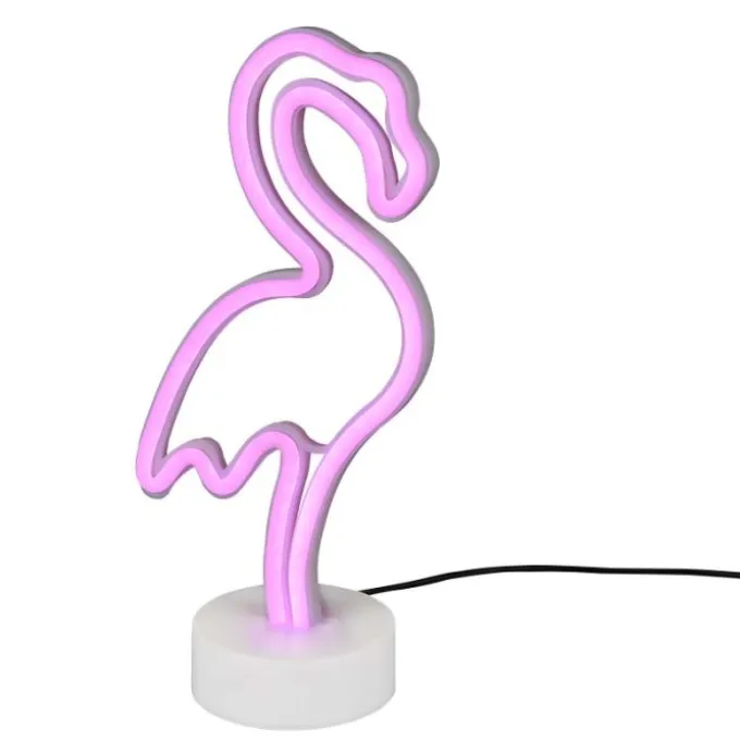 Trio lighting Lampada da tavolo, flamingo, led rosa, h.30 cm