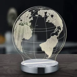 Trio lighting Lampada da tavolo globe led mondo, con variazione luce da cala a fredda , h.20 cm