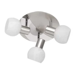 Trio lighting Serie antibes, in acciaio, plafoniera 3 spot, e14, struttura cromo, vetro alabastro