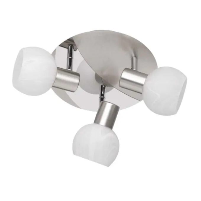 Trio lighting Serie antibes, in acciaio, plafoniera 3 spot, e14, struttura cromo, vetro alabastro